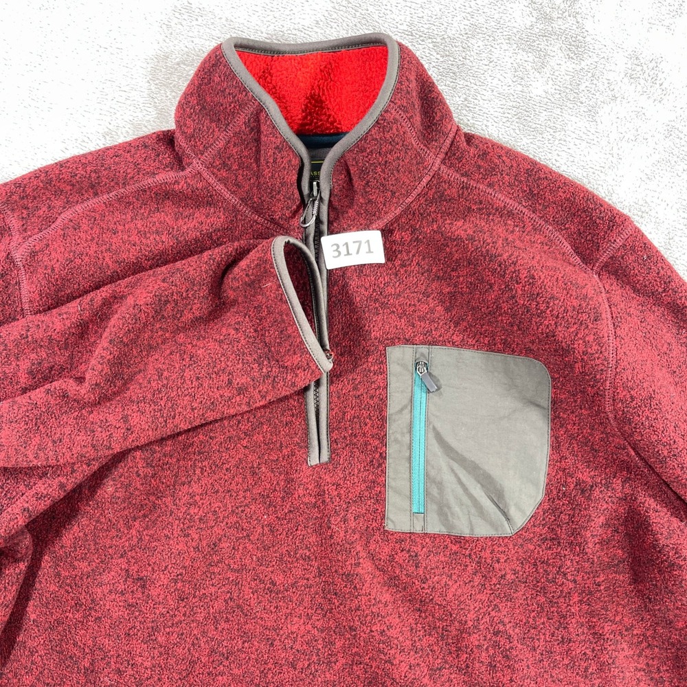 G.H. Bass & Co Explorer Fleece Pullover Mens Large Red Quarter Zip 527C091